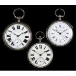 An Edward VII silver cased open faced full plate fusee lever pocket watch by Harris Stone of