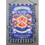 An early 20th Century painted silk Masonic banner - Elliot Lodge No. 1567, commissioned by former