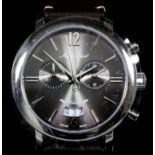 A gentleman's quartz wristwatch by Mathey-Tissot, the grey dial with silver baton numerals, two