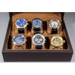 A box of six modern gentleman's automatic wristwatches by Constantin Weisz, 44mm diameter (five),