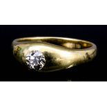 A gentleman's 18ct gold mounted solitaire diamond "Gypsy" ring, set with diamond (approximate