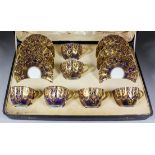 A set of six early 20th Century Royal Doulton bone china teacups and saucers decorated with