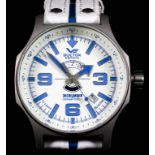 A gentleman's automatic wristwatch by Vostok, the white dial with blue numeral batons, date aperture