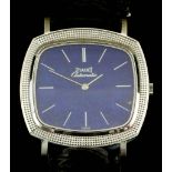 A gentleman's Piaget automatic 18ct white gold cased wristwatch, the square lapis lazuli dial with