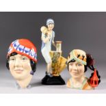 Three Kevin Francis limited edition pottery models - "Clarice Cliff Art Deco Figures", 10.5ins high,