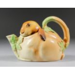 A rare 1930's Royal Doulton "Bunnykins" teapot modelled as a rabbit, 4.75ins high (Bunnykins Royal