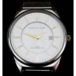 A modern gentleman's Christin Lars quartz wristwatch, the white dial with gold baton numerals,