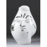 A Rosenthal porcelain "Tetes" vase with a Jean Cocteau (1889-1963) black printed double-head design,