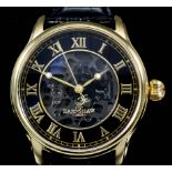 A gentleman's automatic wristwatch by Thomas Earnshaw, with black bezel with gilt Roman numerals,