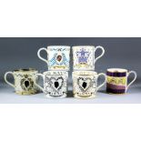 Five Wedgwood pottery mugs designed by Richard Guyatt, including - Silver Jubilee of Her Majesty