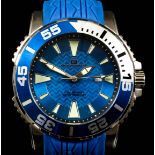 A gentleman's quartz sports wristwatch by Oceanaut, the blue dial with luminous baton numerals and