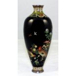 A fine Japanese cloisonne enamel vase, decorated with a cockerel and Pekin chicken amongst flowers