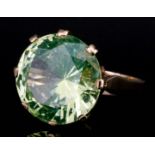A 9ct gold mounted aventurine ring, set with a faceted aventurine stone (16mm diameter) (size Q -