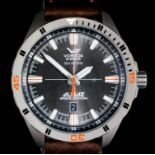 A gentleman's automatic "Almaz Space Station" wristwatch by Vostok, the grey dial with white numeral