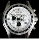 A gentleman's quartz "Rockshell Mark III" wristwatch by Roamer, the silver dial with white baton