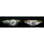 A 20th Century 18ct gold mounted solitaire diamond ring (approximately .35ct) (size N), and an