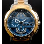 Two gentleman's quartz designer wristwatches by Maserati, one with blue dial, three subsidiary