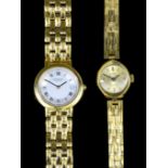 A lady's Raymond Weil 18ct gold plated wristwatch with quartz movement, the silvered dial with Roman