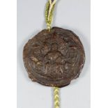 "The Third Great Seal of Henry VIII" - the wax seal with Henry VIII on horseback with dog below