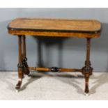 A Victorian figured walnut inlaid ebonised and gilt brass mounted rectangular occasional table