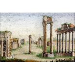 A good 19th Century Italian micro mosaic rectangular panel depicting "The Roman Forum, Rome" 50mm