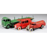 Three Dinky toys diecast, including - a pre-war "Texaco", No. 25D (type one), red body, black