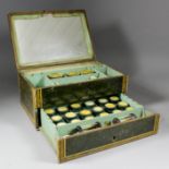 A 19th Century French workbox, the lid painted with a rural landscape, the sides with a stylised