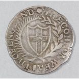 The English Commonwealth (1649-1660) silver 1653 shilling, mint mark Sun, 30.8mm diameter (weight