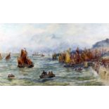H. Branston Freer (fl. 1870-1915) - Watercolour - "Ramsgate Harbour", 13.25ins x 23ins, signed and
