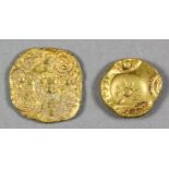 Two Indian ancient gold coins - padmatanka - Yadavas of Devagiri, 20mm diameter (weight 3.5