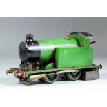 A scratch built 'O' gauge live steam 0-4-0 locomotive, in green and black livery, 8ins overall Note:
