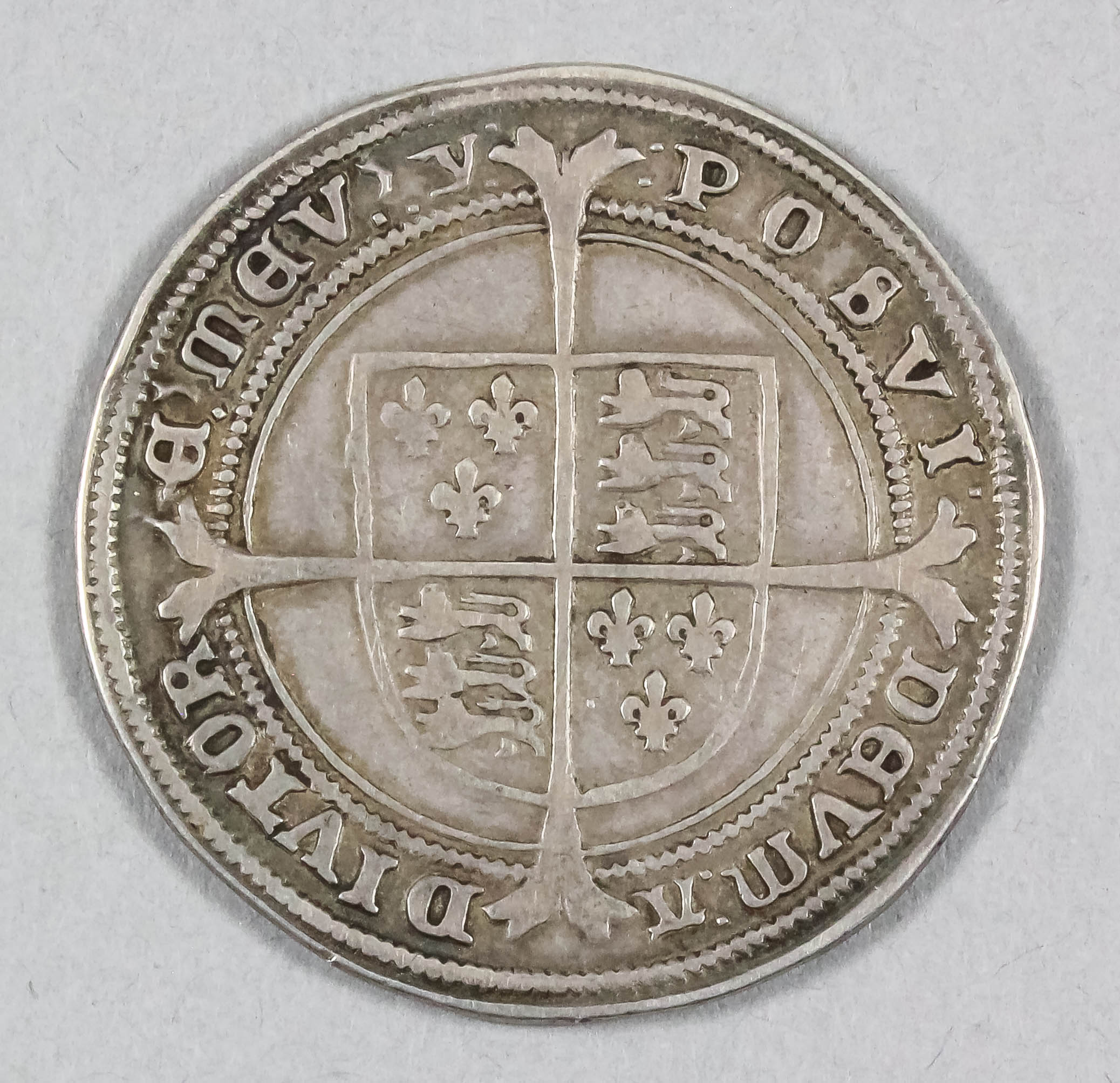 An Edward VI (1547-1553) hammered silver 1551 half Crown (mint mark "y"), 36.5mm diameter (weight