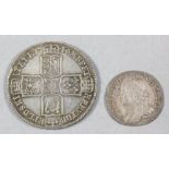 George II (1727-1760) - Half crown 1846 (Lima) and sixpence 1758, (fine/VF)