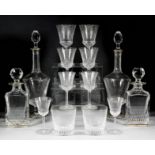 A Saint Louis "Apollo Gold" crystal glass part table service, including - two wine decanters,