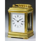 A 19th Century small sized carriage clock by Henri Jacot, Paris, No. 5416, the white enamel dial