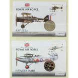 Eight Elizabeth II first day covers commemorating the history of the Royal Air Force, each inset