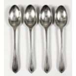 A set of four Edward VII silver tea spoons with pointed terminals to handles, by Roberts & Belk,