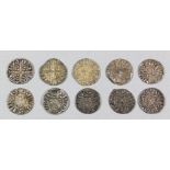Ten Henry III (1216-1272) hammered silver long cross pennies, various varieties, approximately 17-