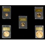 An Elizabeth II 2017 Gibraltar gold proof five coin collection, comprising - quarter Sovereign, half