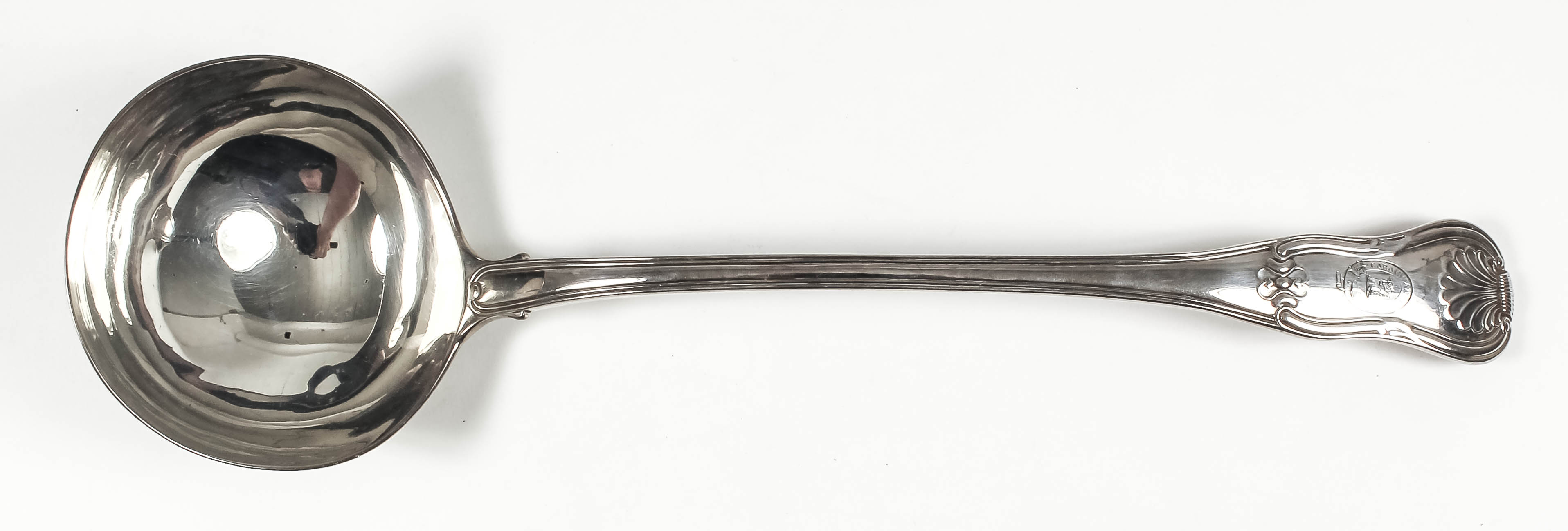 A George III silver Queens pattern soup ladle, by William Eley & William Fearn, London 1806 (