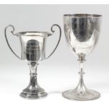"142 BD Regt. RE (AER) Inter-troop Competition" - A Victorian silver cup with bead mounts to knopped