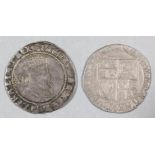 Two James I (1603-1625) hammered silver shillings - one with mint mark Rose (1605-1606), 30mm