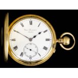 A late Victorian 18ct gold half hunting cased keyless pocket watch by Nicole Nielsen for Charles