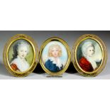 20th Century Continental school - Pair of oval miniature paintings of "fine ladies" in late 18th/