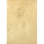 ***Stanley Spencer (1891-1959) - Pencil sketch - Three quarter length portrait of Harold Spencer,