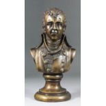 A bronze bust of Napoleon as First Consul on circular socle, 11ins high