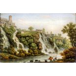 A good 19th Century Italian micro mosaic rectangular panel depicting "Cascade di Tivoli, near Rome",