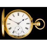 A late Victorian 18ct gold full hunting cased keyless lever pocket watch by Charles Frodsham, 115