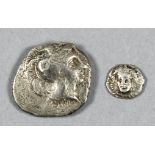 A Greek (Italy) Lucania Thourioi (350-281 B.C.) silver stater, 21mm diameter (weight 7 grammes), and