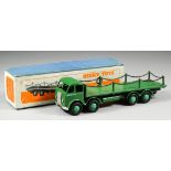 A Dinky Toys diecast Foden flat truck with chains, No. 505 (first type), green cab, chassis and